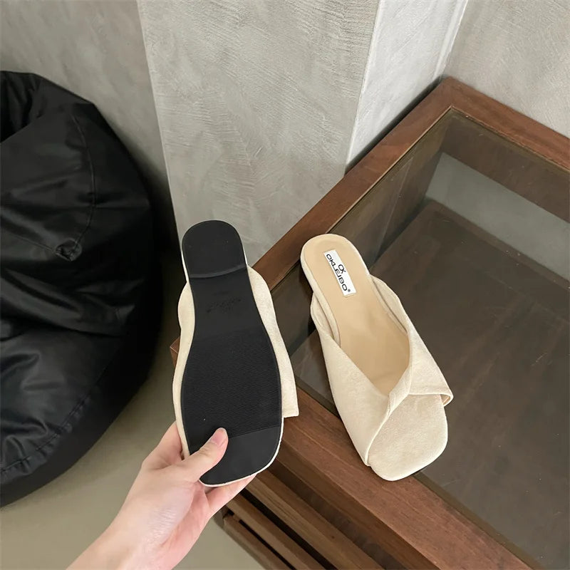 Sexy Twisted Square Toe Designer Mules