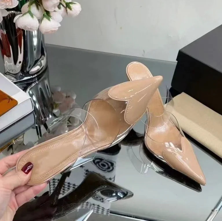 Red Heart Transparent Strap Mules