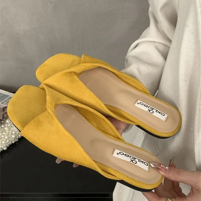 Sexy Twisted Square Toe Designer Mules