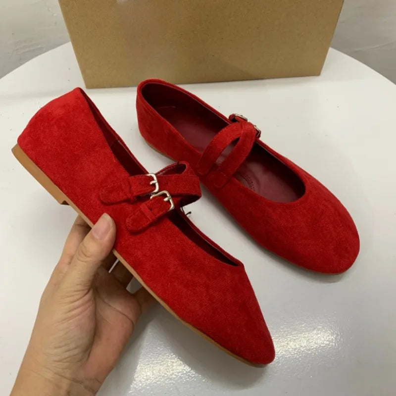 Retro Red Wedding Ballet Flats