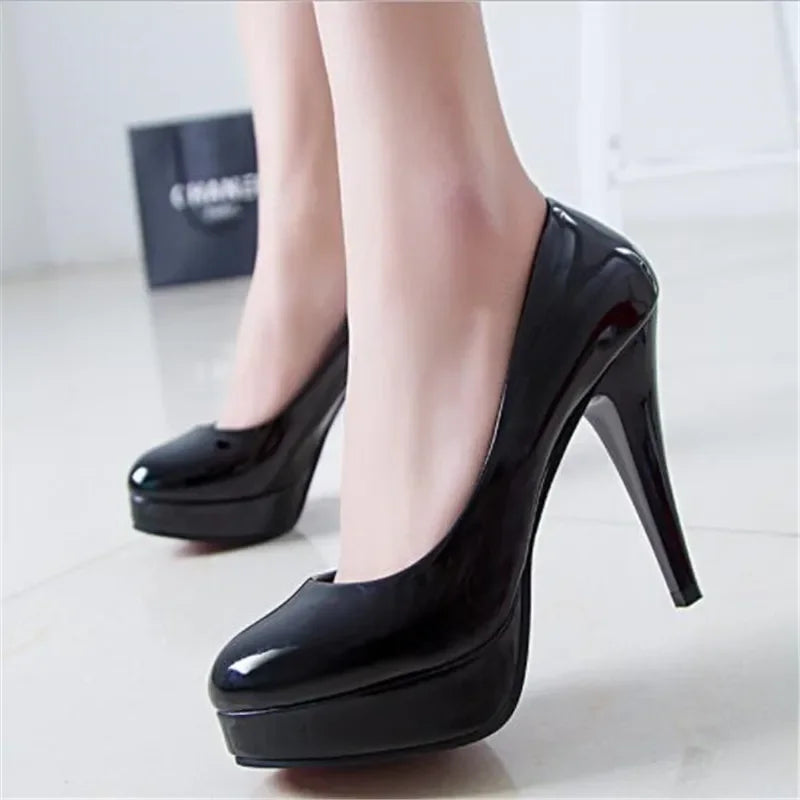 Patent Leather Platform Wedding Pumps
