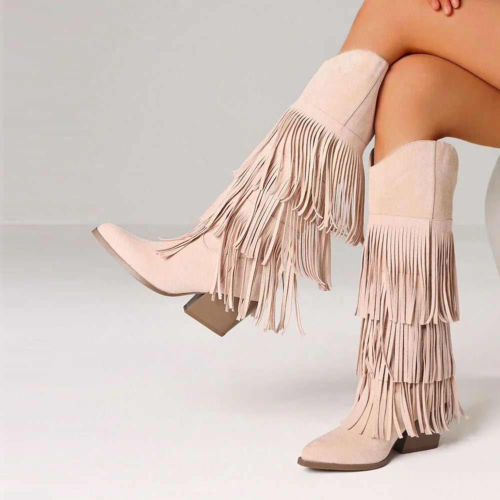 Retro Fringe Western Cowgirl Boots