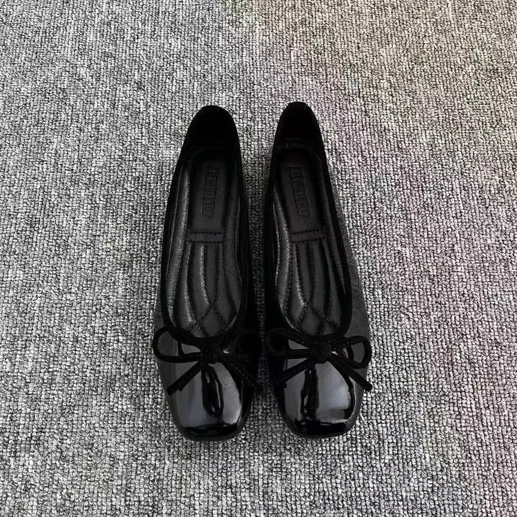 Square Toe Bow Ballet Flats