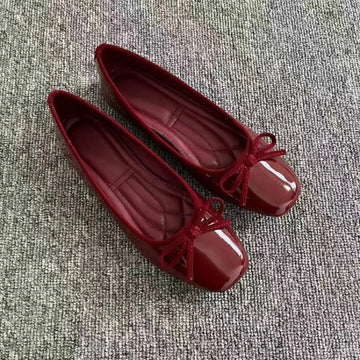 Square Toe Bow Ballet Flats