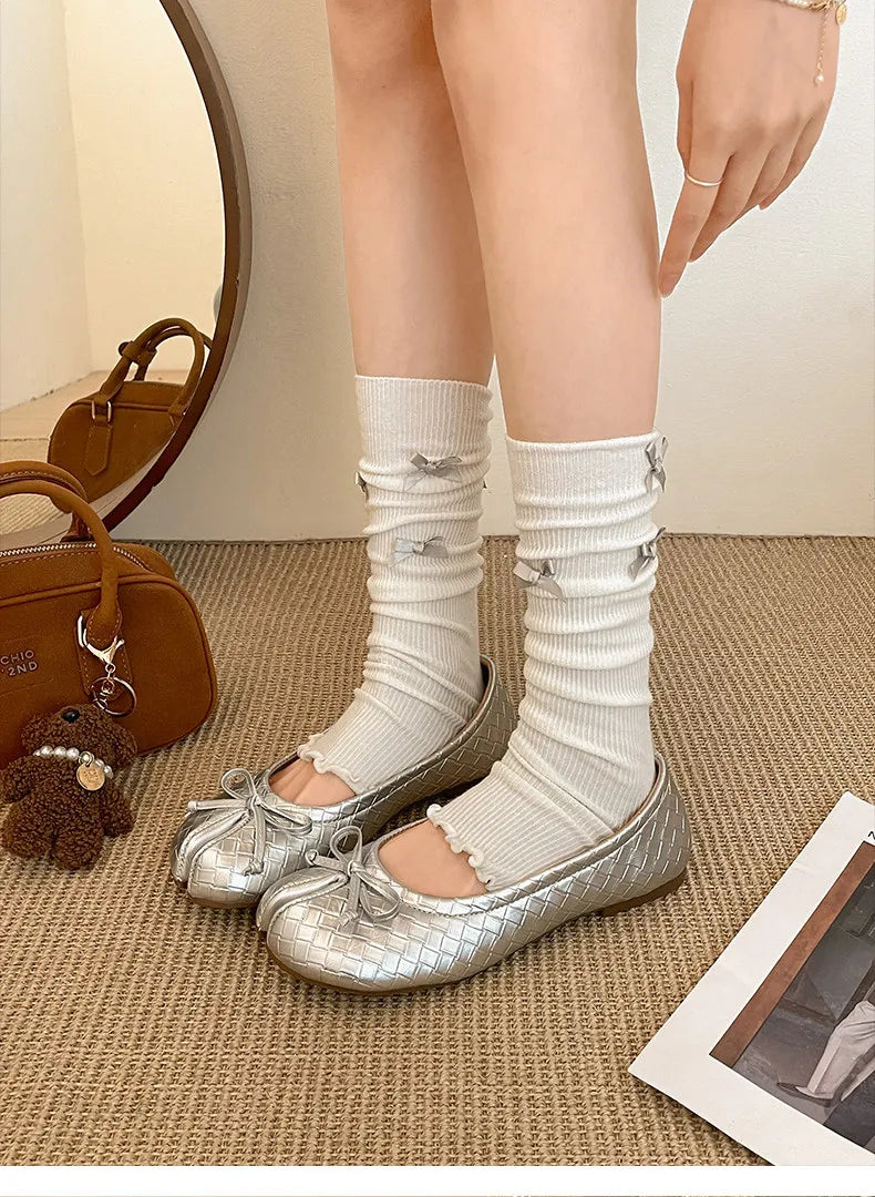 Split Toe Bow Tabi Flats