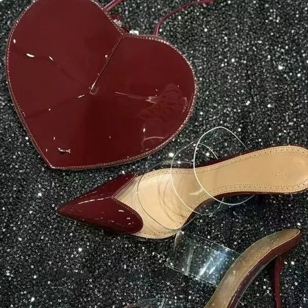 Red Heart Transparent Strap Mules