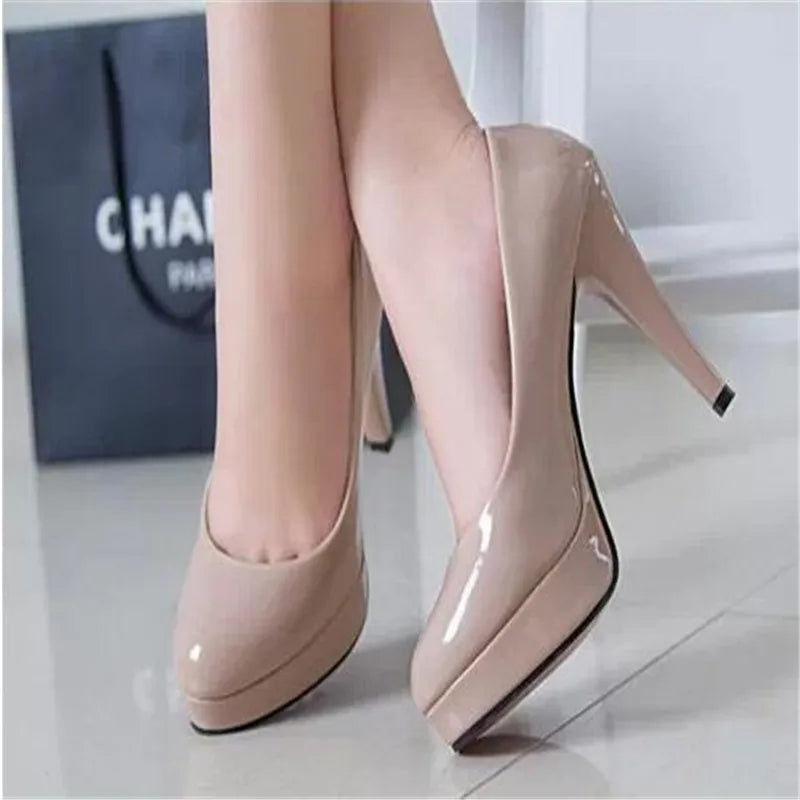 Patent Leather Platform Wedding Pumps