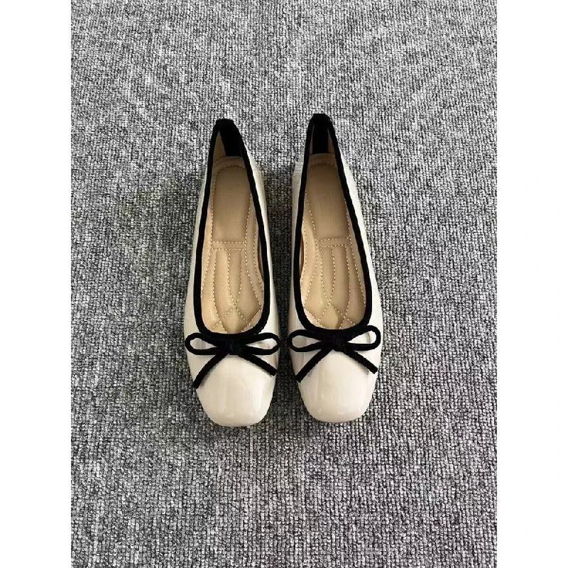 Square Toe Bow Ballet Flats
