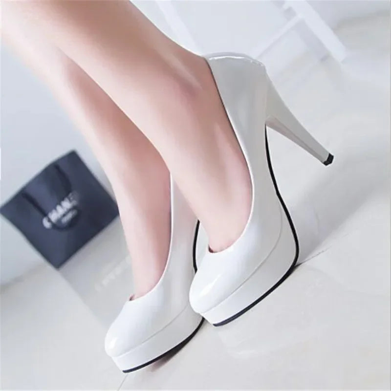 Patent Leather Platform Wedding Pumps