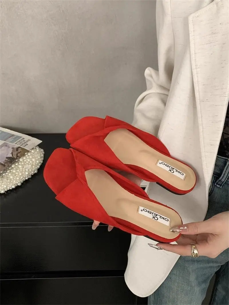 Sexy Twisted Square Toe Designer Mules
