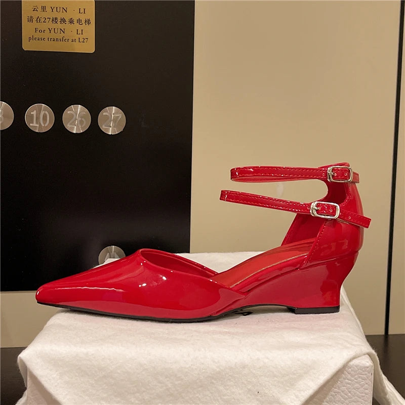 Pointed Toe Wedge Roman Sandals