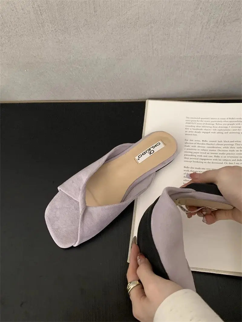 Sexy Twisted Square Toe Designer Mules