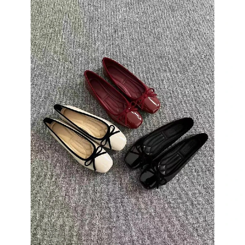 Square Toe Bow Ballet Flats