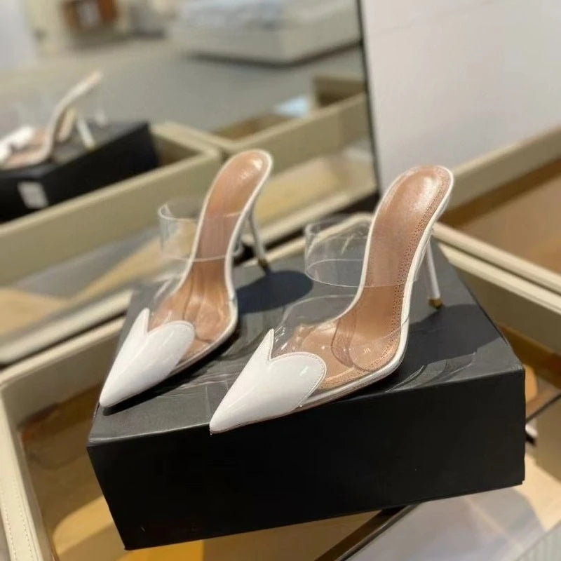 Red Heart Transparent Strap Mules