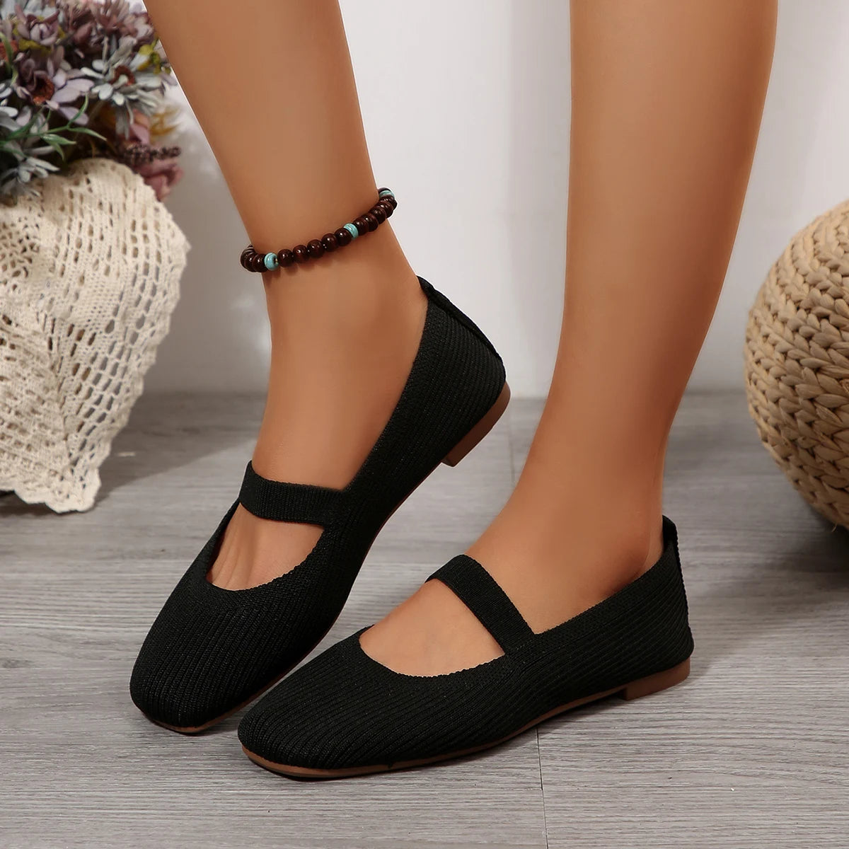 Breathable Mesh Knitted Sock Flats