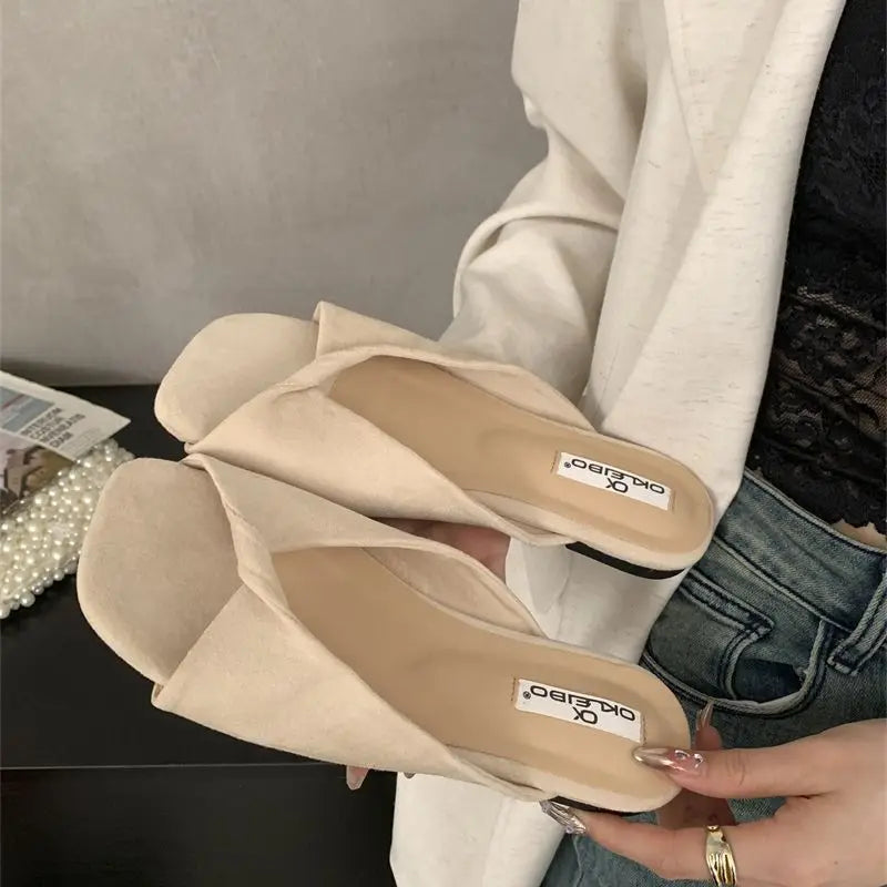 Sexy Twisted Square Toe Designer Mules