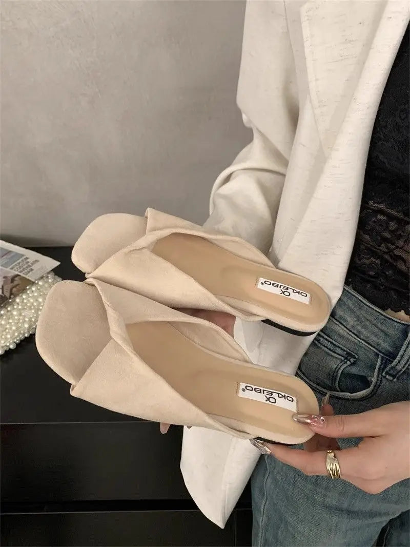 Sexy Twisted Square Toe Designer Mules