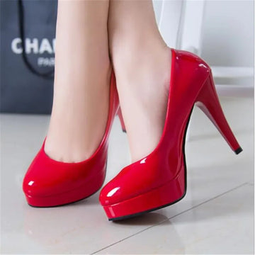 Patent Leather Platform Wedding Pumps