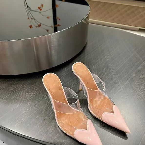Red Heart Transparent Strap Mules
