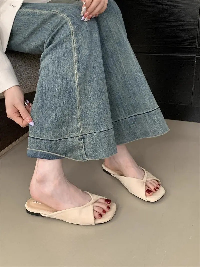 Sexy Twisted Square Toe Designer Mules
