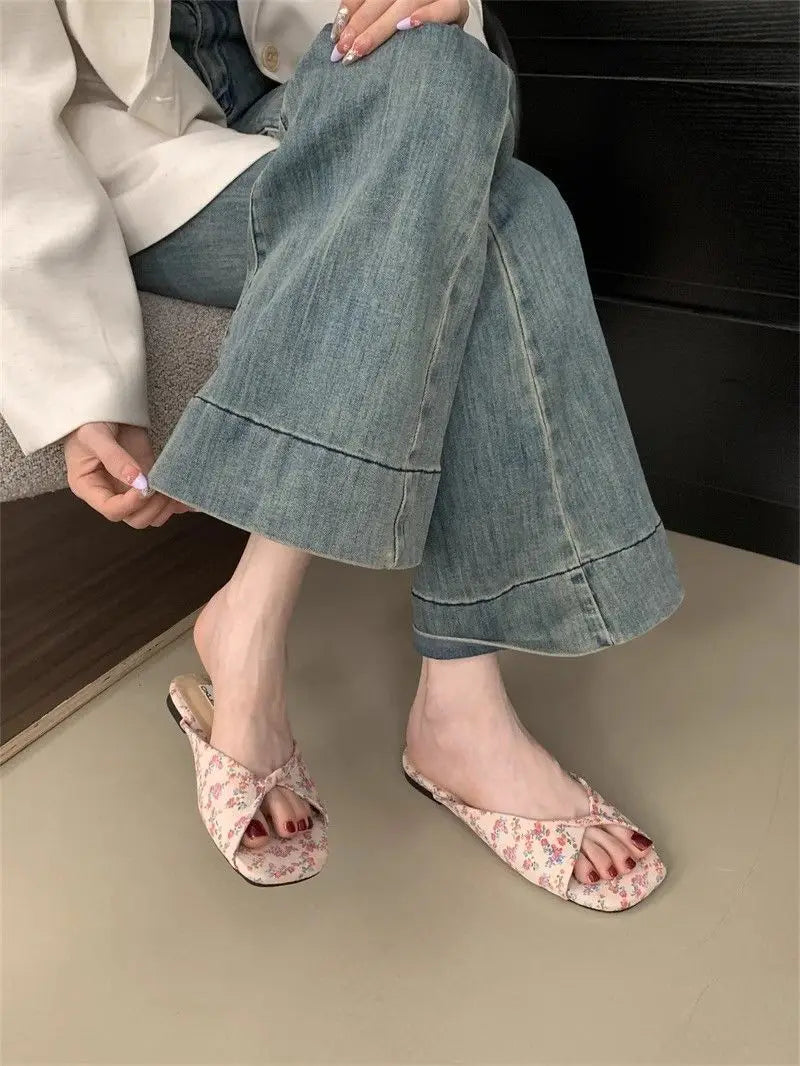 Sexy Twisted Square Toe Designer Mules