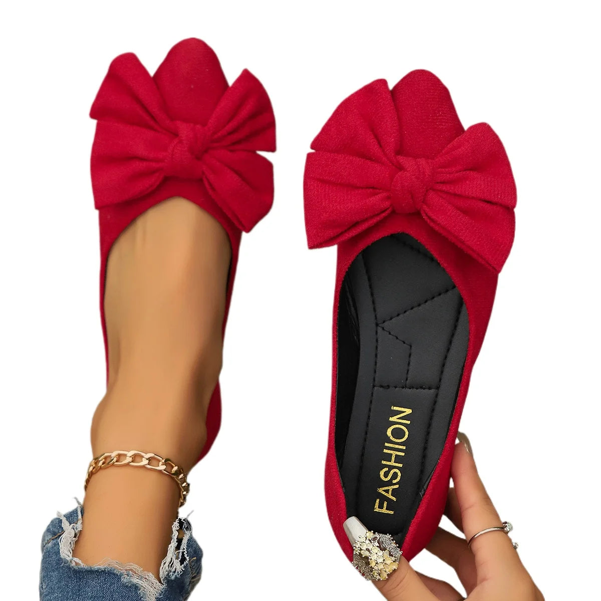 Pointed Toe Bow Walking Flats