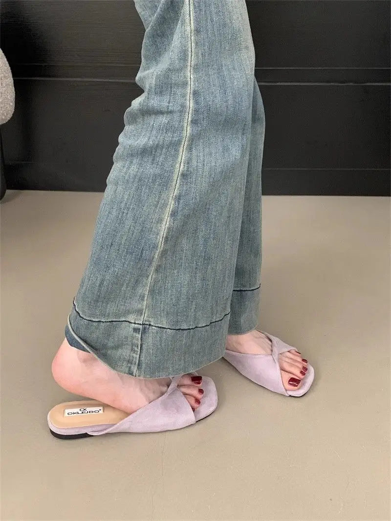 Sexy Twisted Square Toe Designer Mules