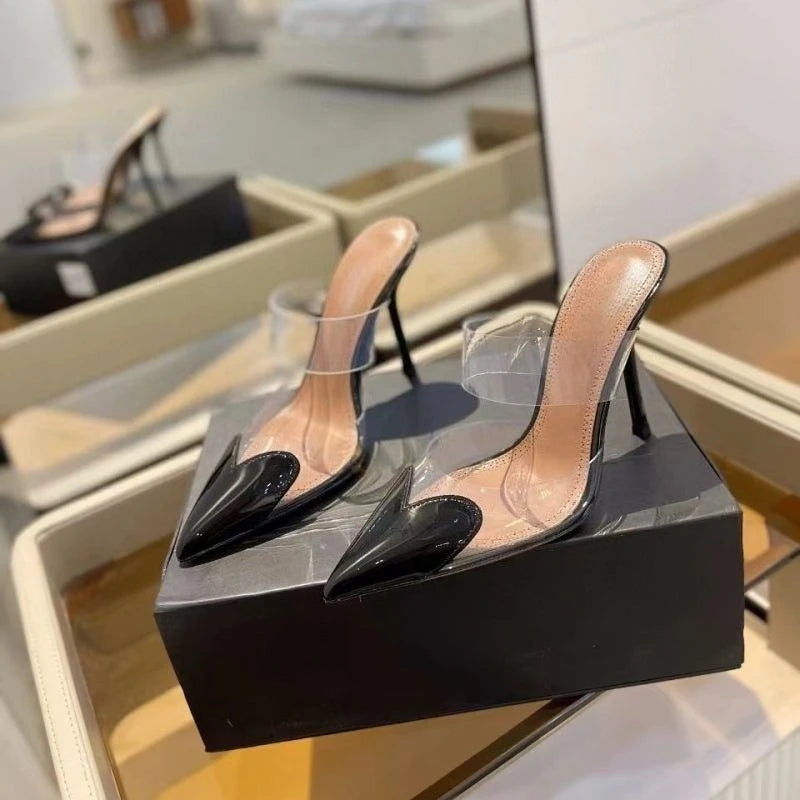 Red Heart Transparent Strap Mules