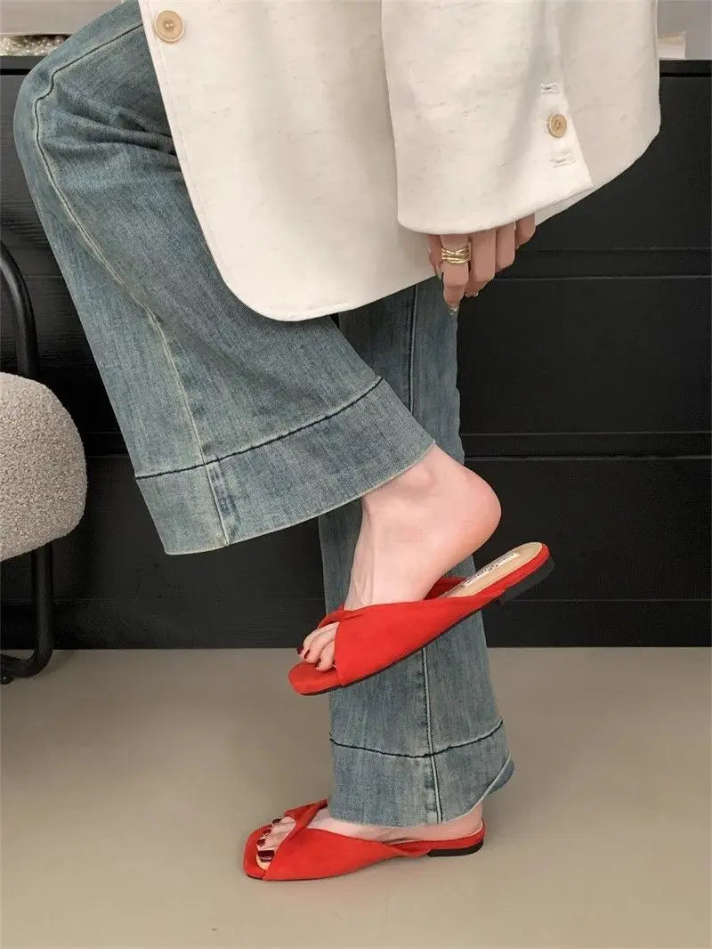 Sexy Twisted Square Toe Designer Mules