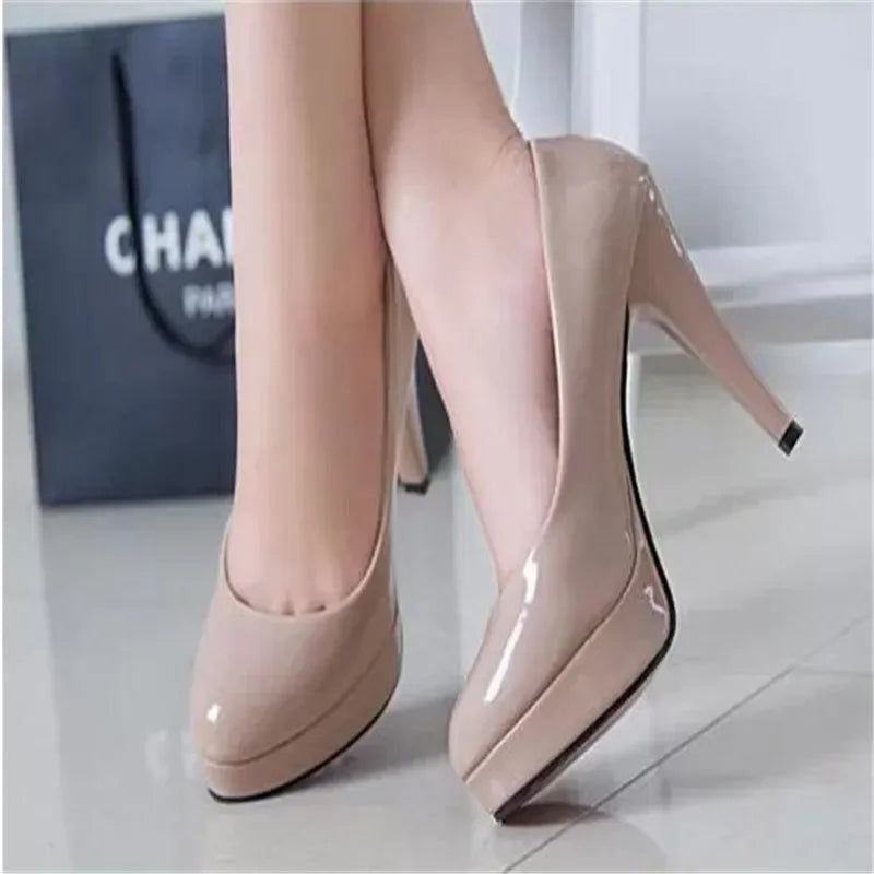 Patent Leather Platform Wedding Pumps