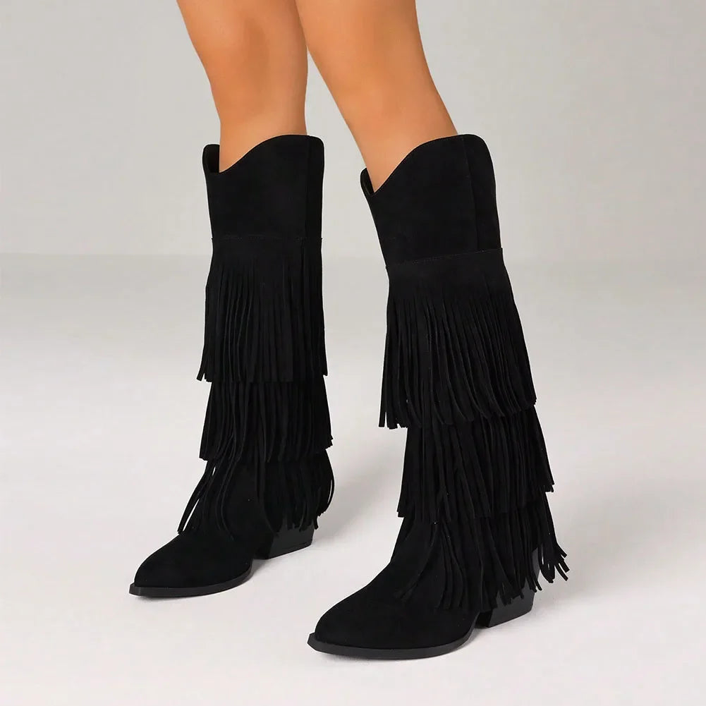 Retro Fringe Western Cowgirl Boots
