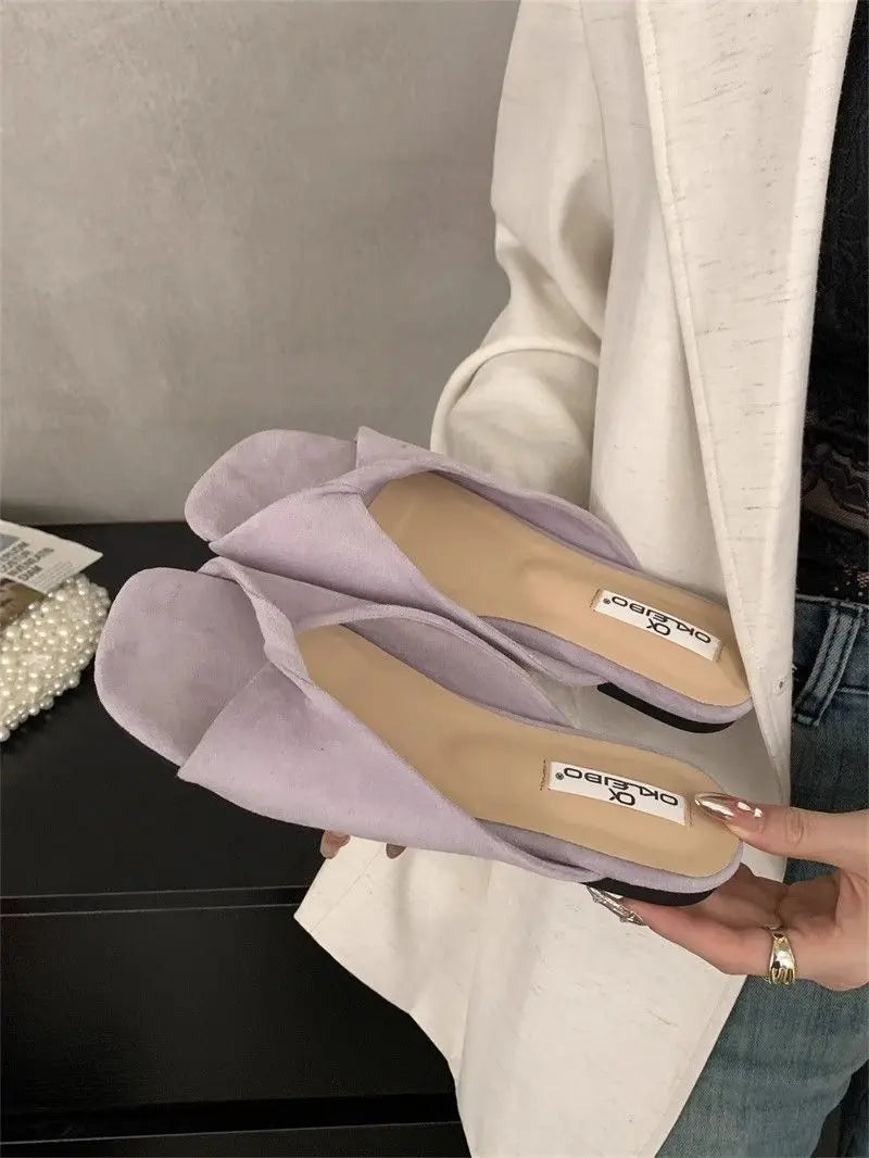 Sexy Twisted Square Toe Designer Mules