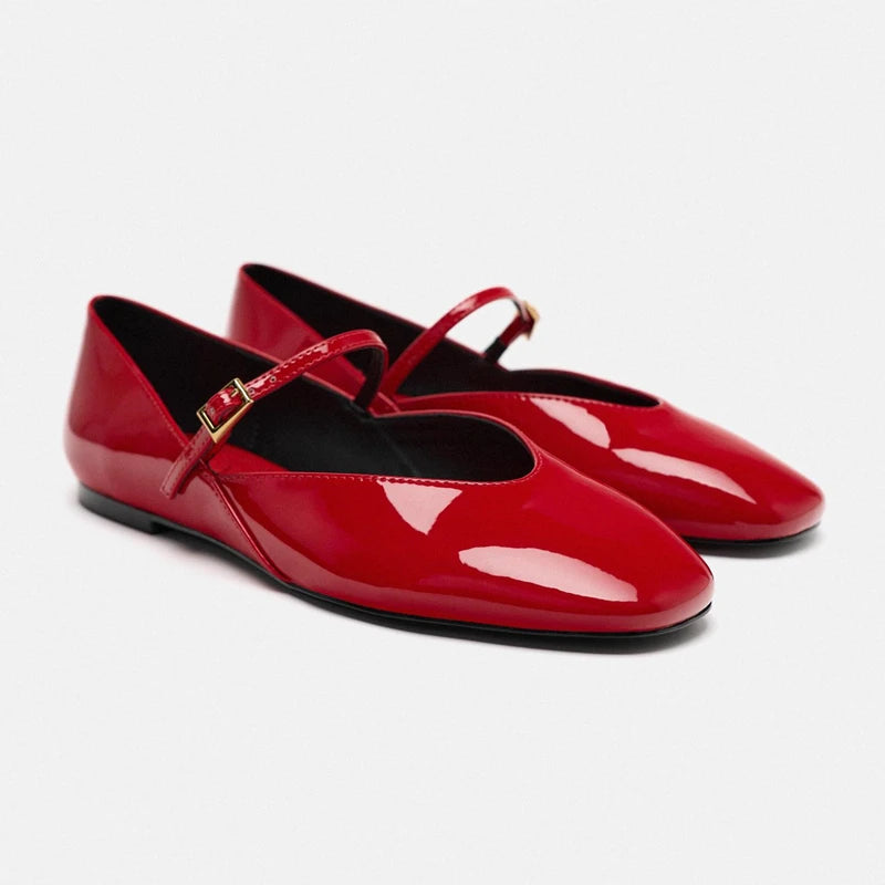 Patent Leather Round Toe Flats