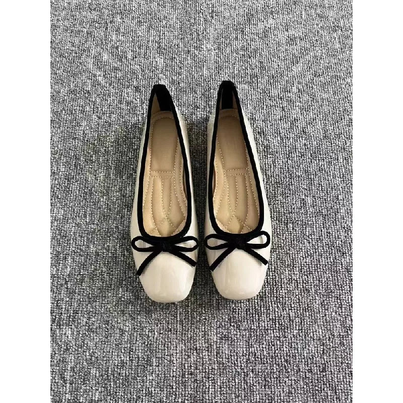 Square Toe Bow Ballet Flats