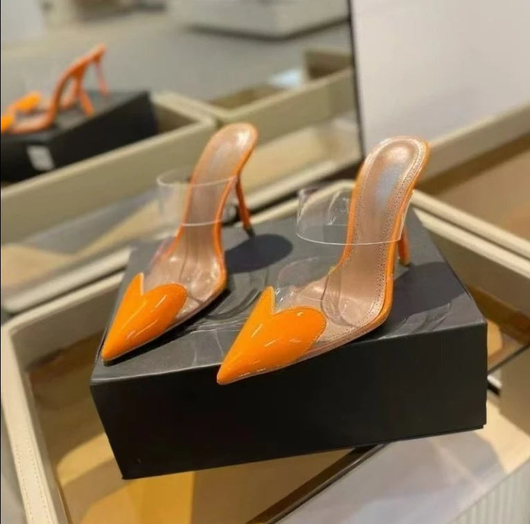 Red Heart Transparent Strap Mules