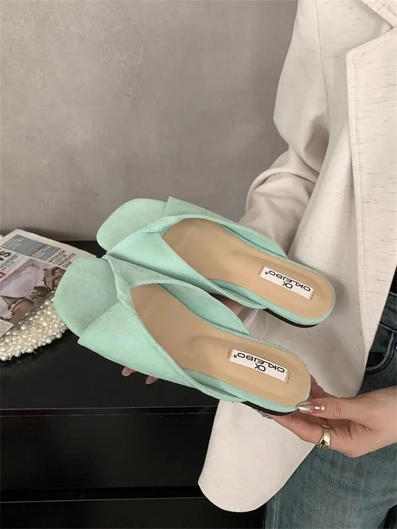 Sexy Twisted Square Toe Designer Mules