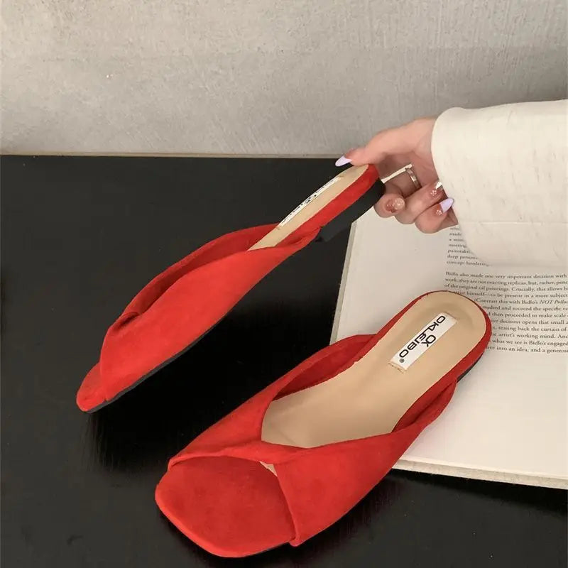 Sexy Twisted Square Toe Designer Mules