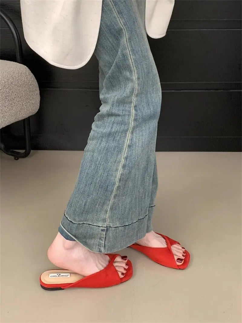 Sexy Twisted Square Toe Designer Mules