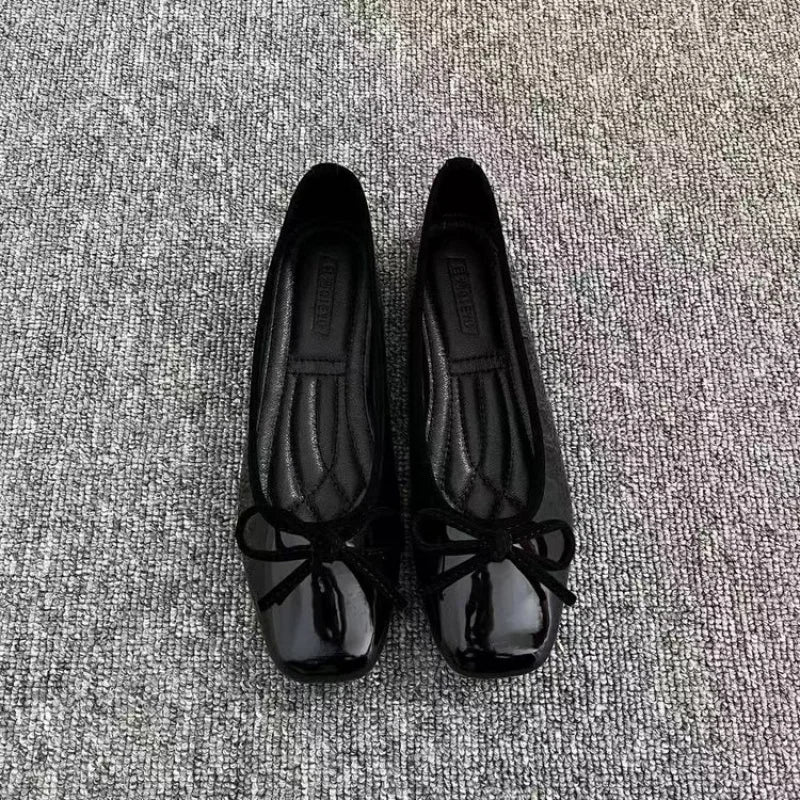 Square Toe Bow Ballet Flats