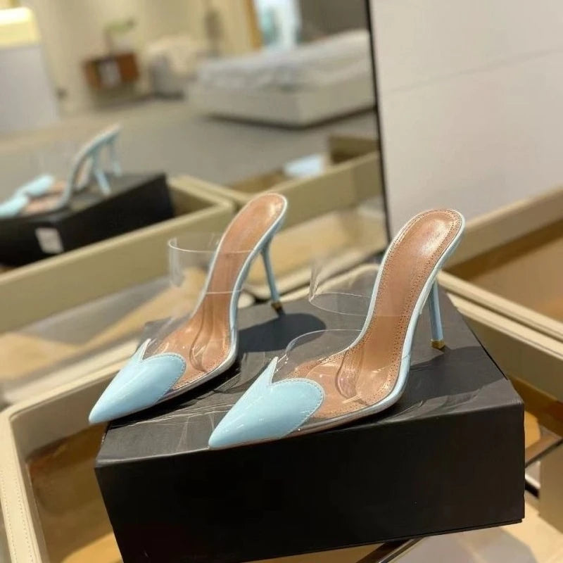 Red Heart Transparent Strap Mules
