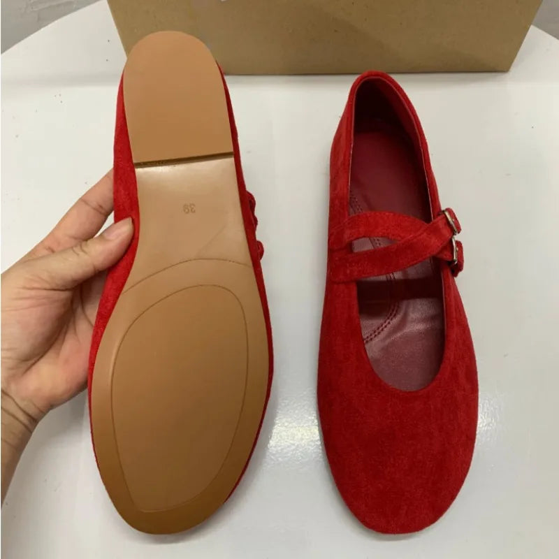 Retro Red Wedding Ballet Flats