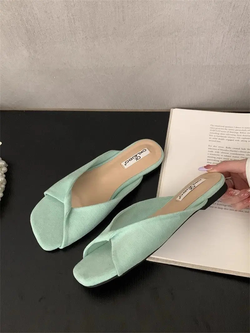 Sexy Twisted Square Toe Designer Mules