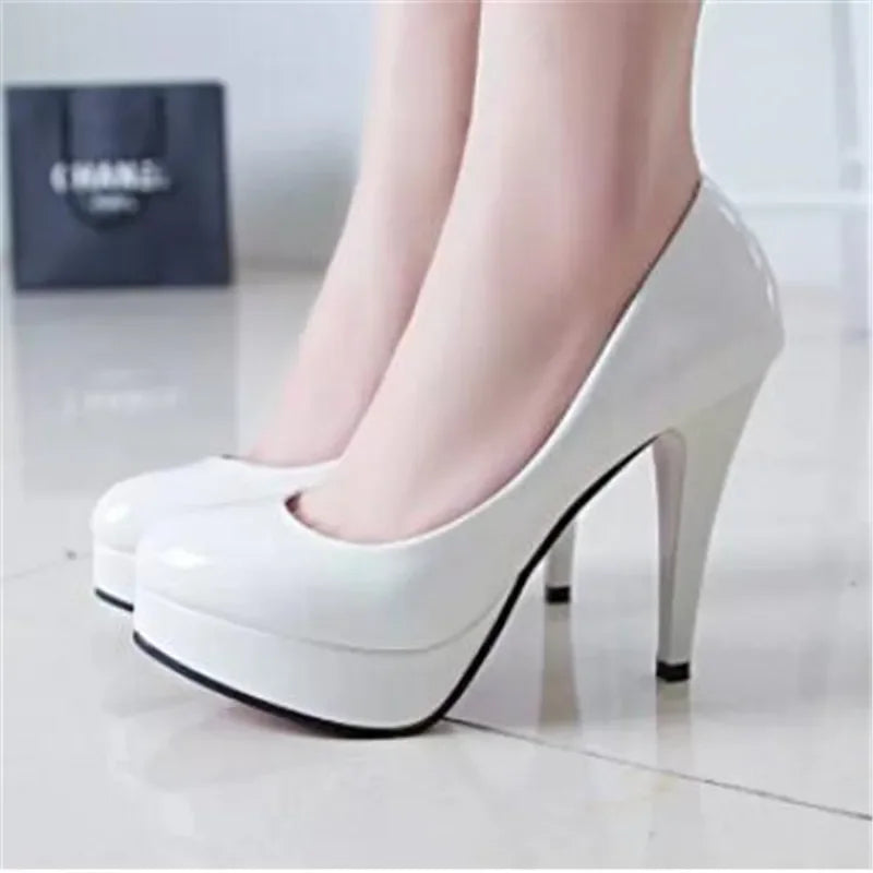 Patent Leather Platform Wedding Pumps