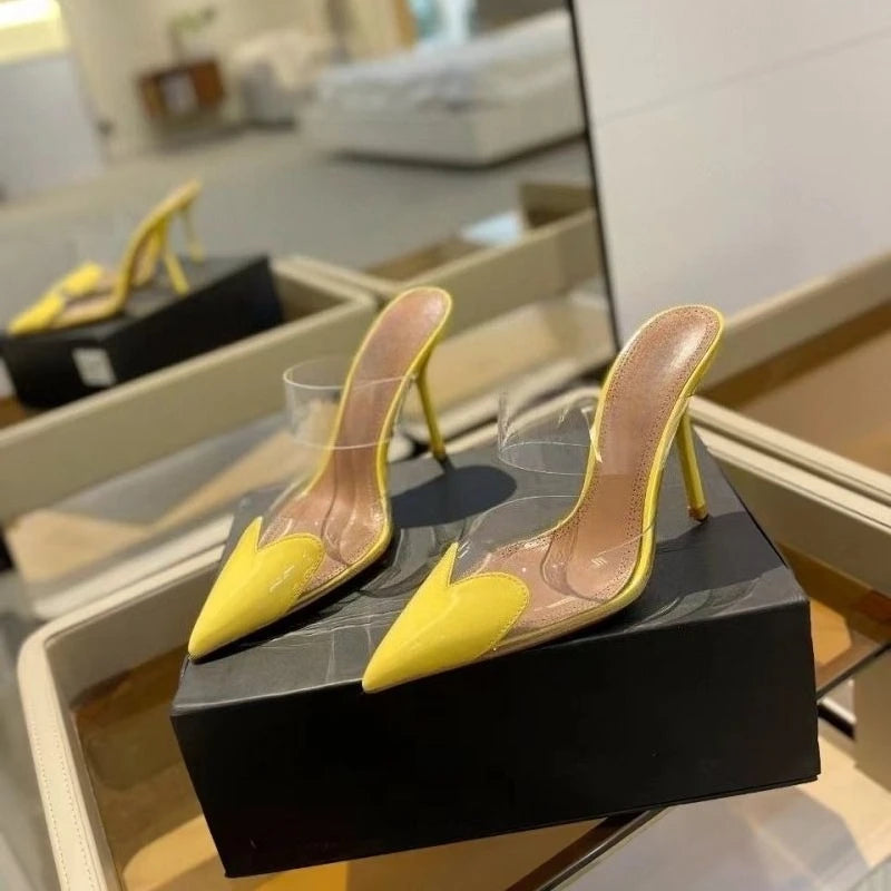 Red Heart Transparent Strap Mules