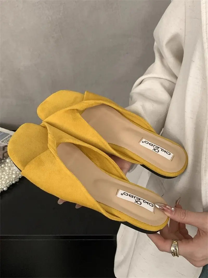 Sexy Twisted Square Toe Designer Mules
