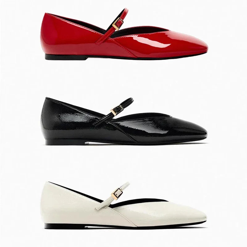 Patent Leather Round Toe Flats