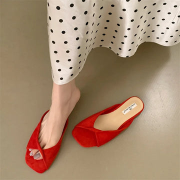 Sexy Twisted Square Toe Designer Mules