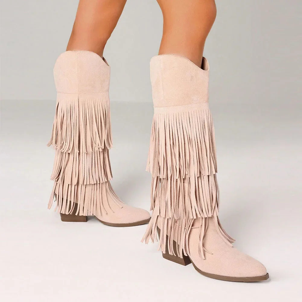 Retro Fringe Western Cowgirl Boots