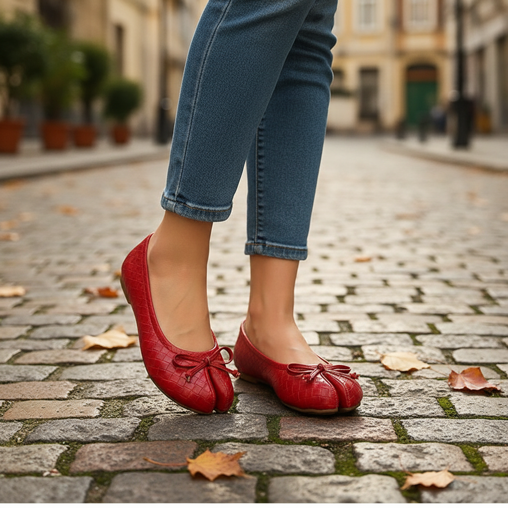 Split Toe Bow Tabi Flats