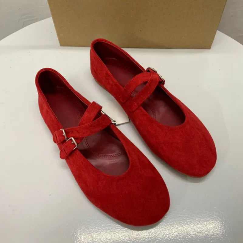 Retro Red Wedding Ballet Flats